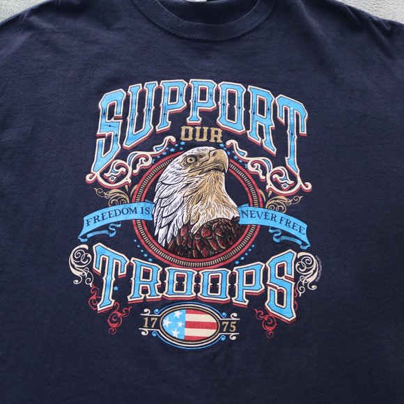 Gildan Crewneck Mens XL Blue Shirt Veteran Support Our Troops American Eagle - Picture 2 of 6